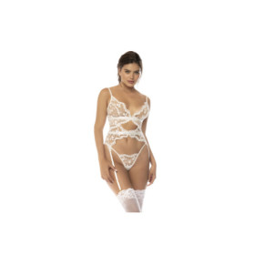 Ensemble deux pièces Maxine comprenant un haut style guépière avec porte jarretelles ajustables et string assorti 